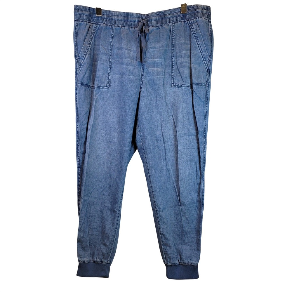 Seven7 Utility Jogger Pants Blue Denim Pull-On Womens Sz XL Cargo - Picture 3 of 13